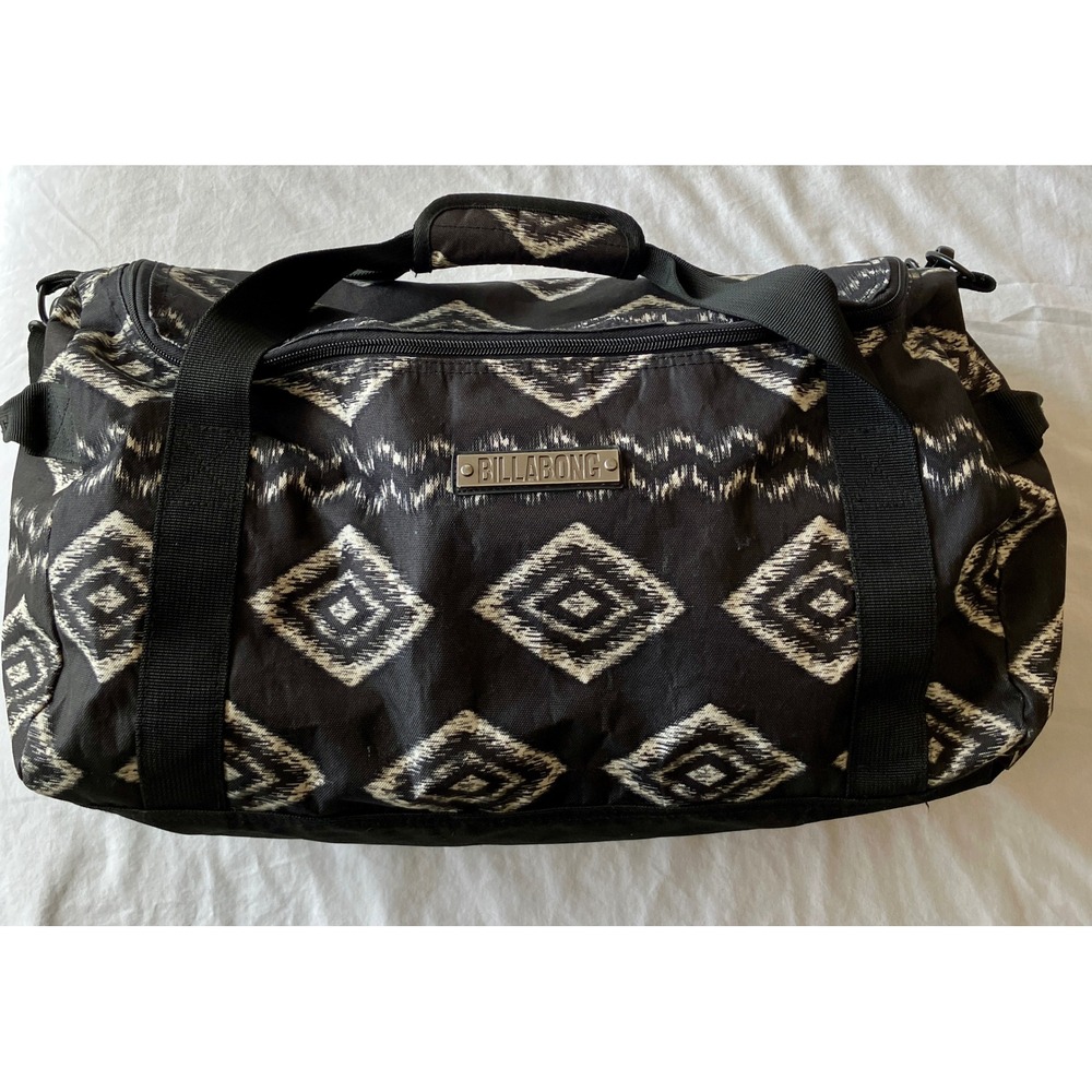 Billabong Black White Ikat Geometric Duffel Bag Travel Weekender Gym Bag